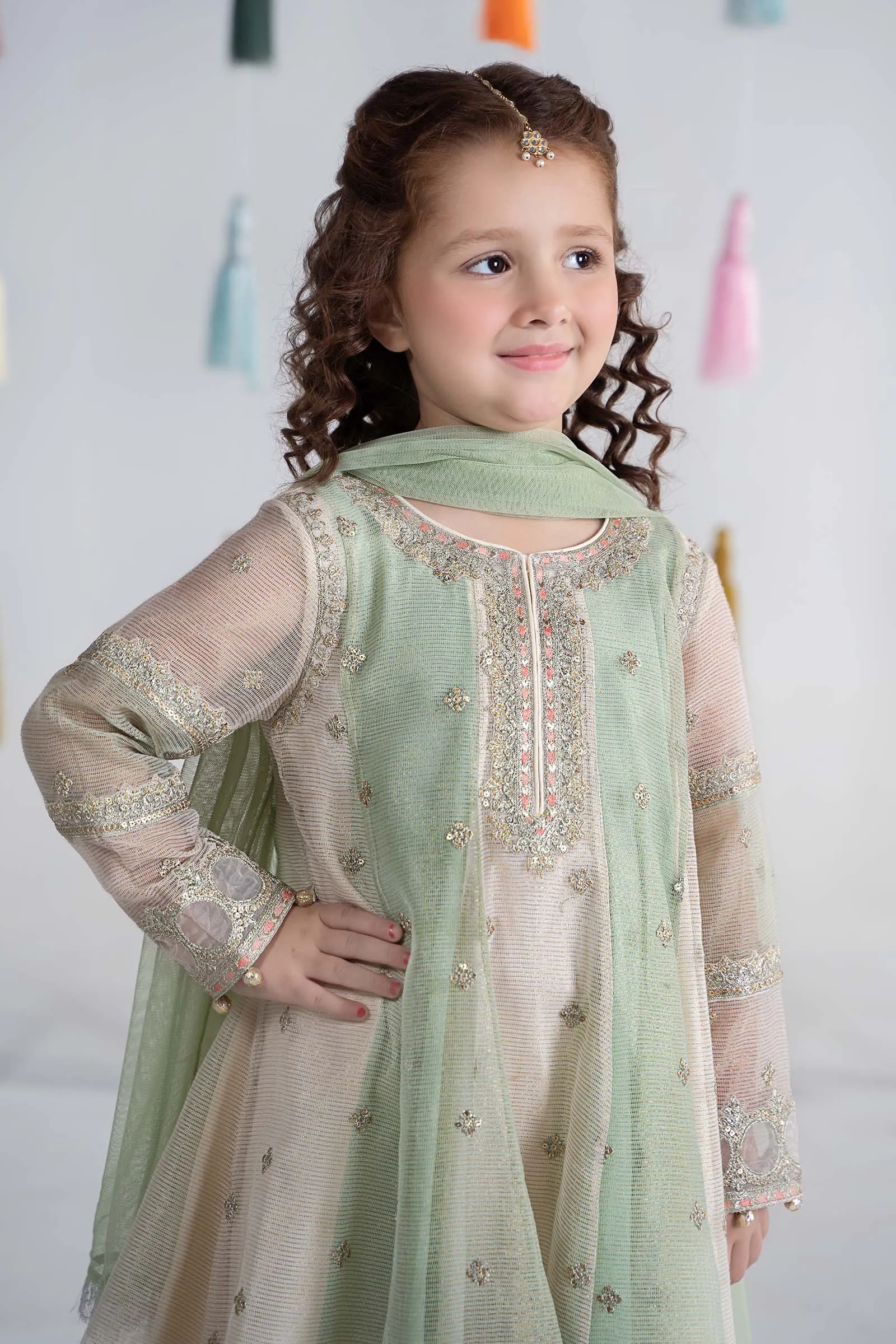 3 Piece Embroidered Cotton Net Suit | MKS-EA24-17