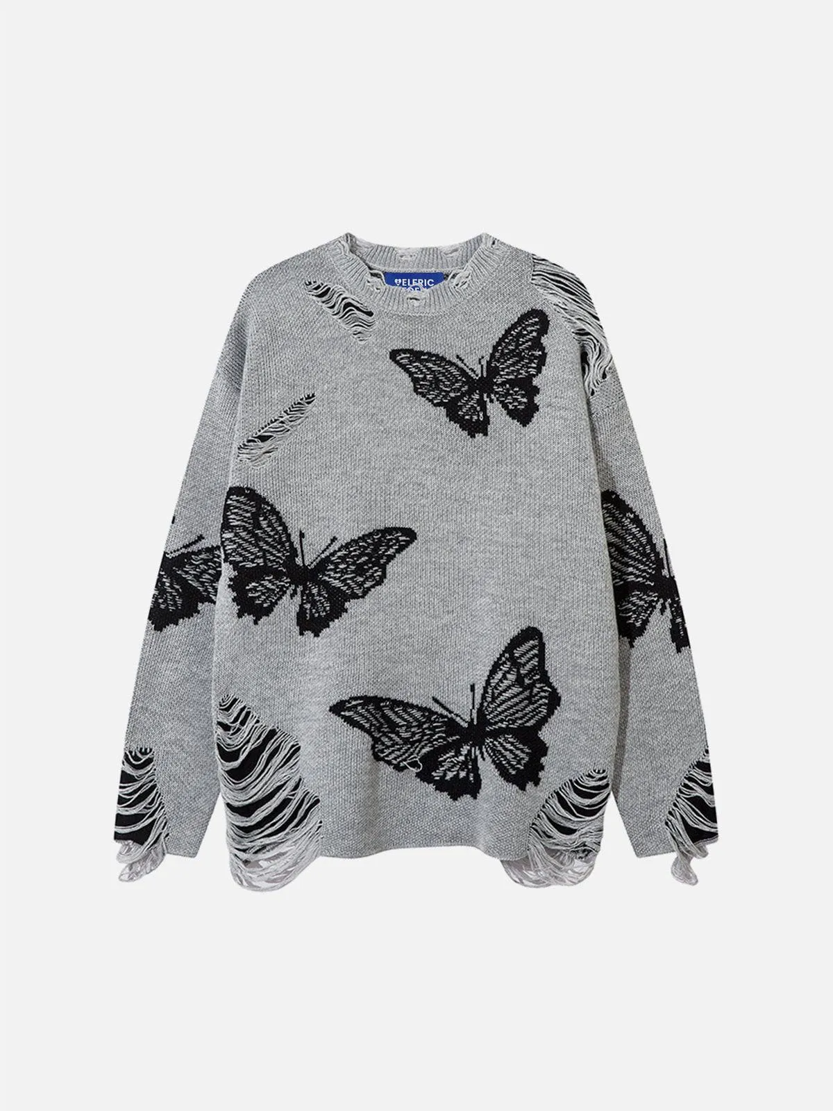 Aelfric Eden Butterfly Jacquard Distressed Sweater