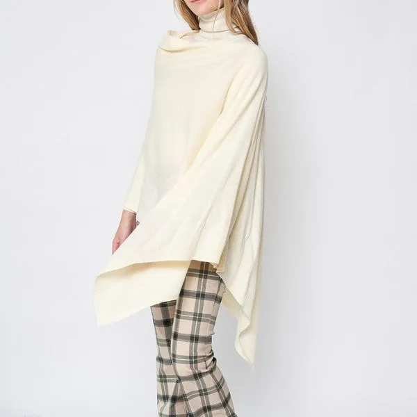 Beautiful Knit Black Asymmetrical Poncho