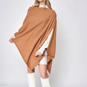 Beautiful Knit Camel Asymmetrical Poncho