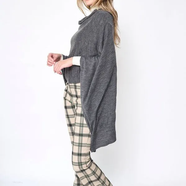 Beautiful Knit Camel Asymmetrical Poncho