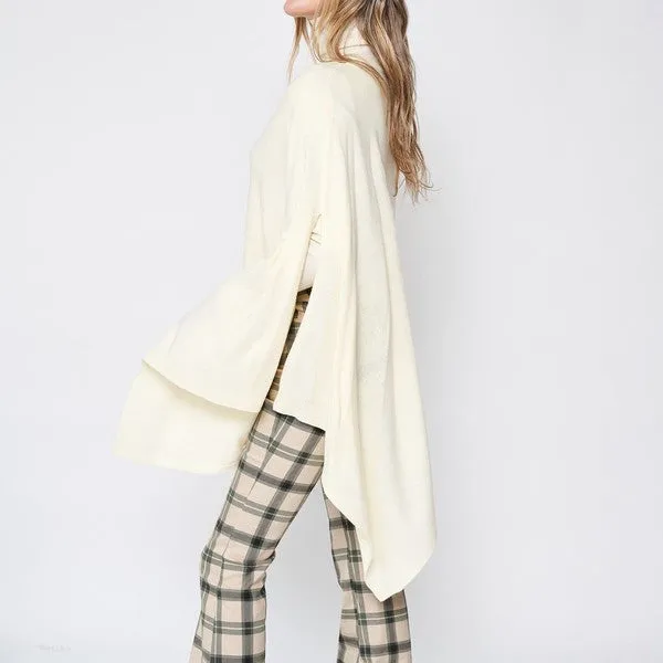 Beautiful Knit Camel Asymmetrical Poncho