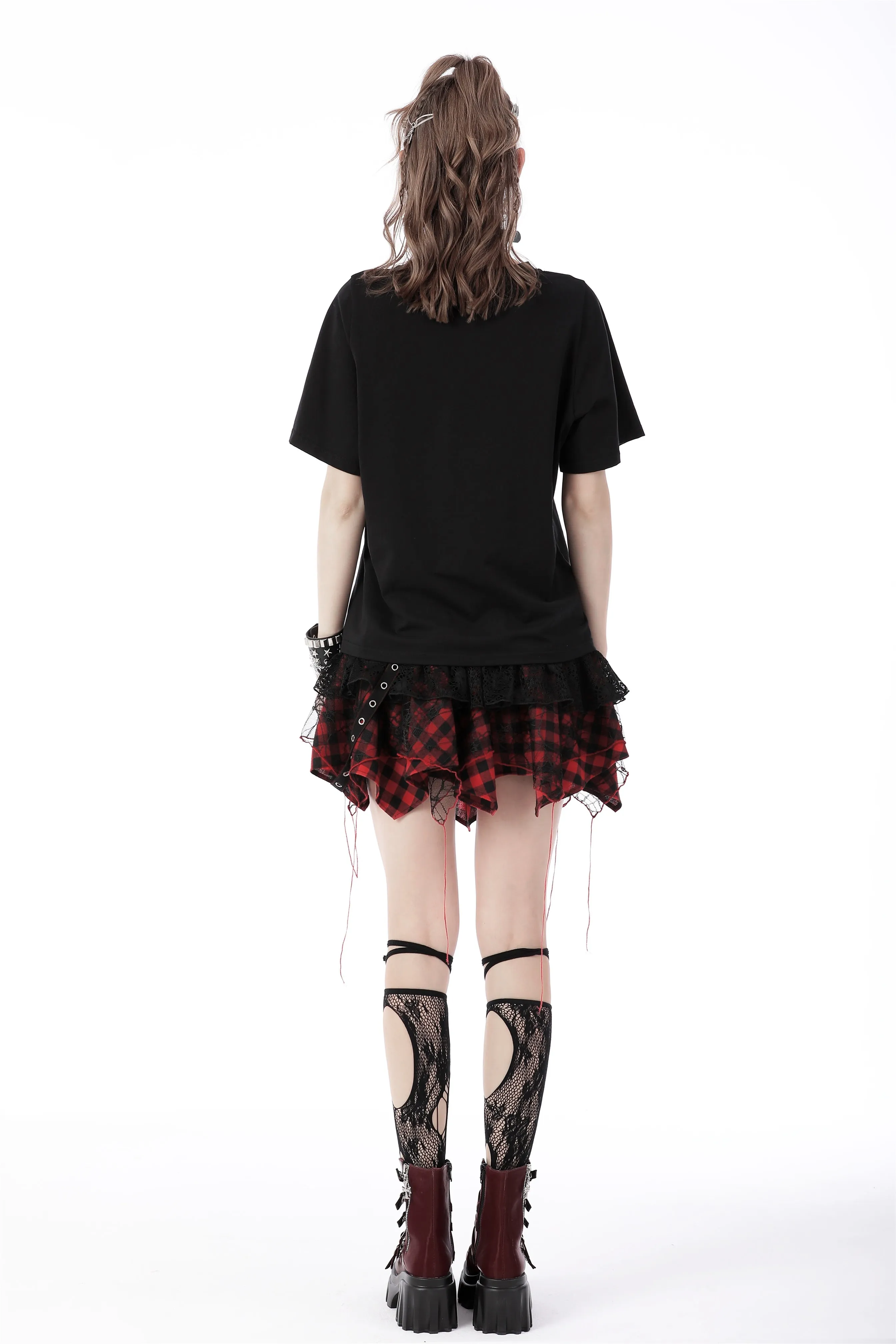 Black red Demon Seduction baggy T-shirt TW416