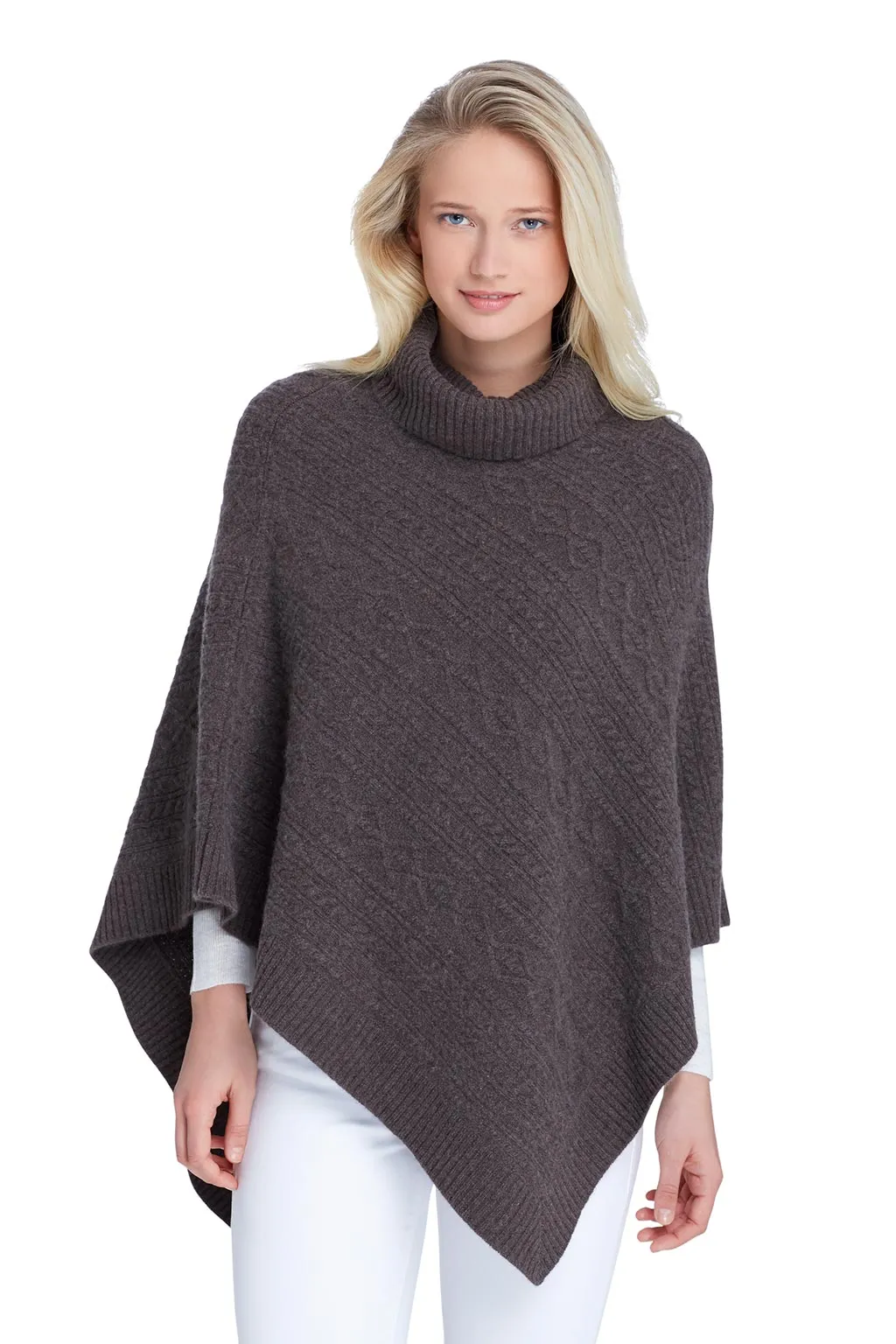 Cable Poncho - Chocolate