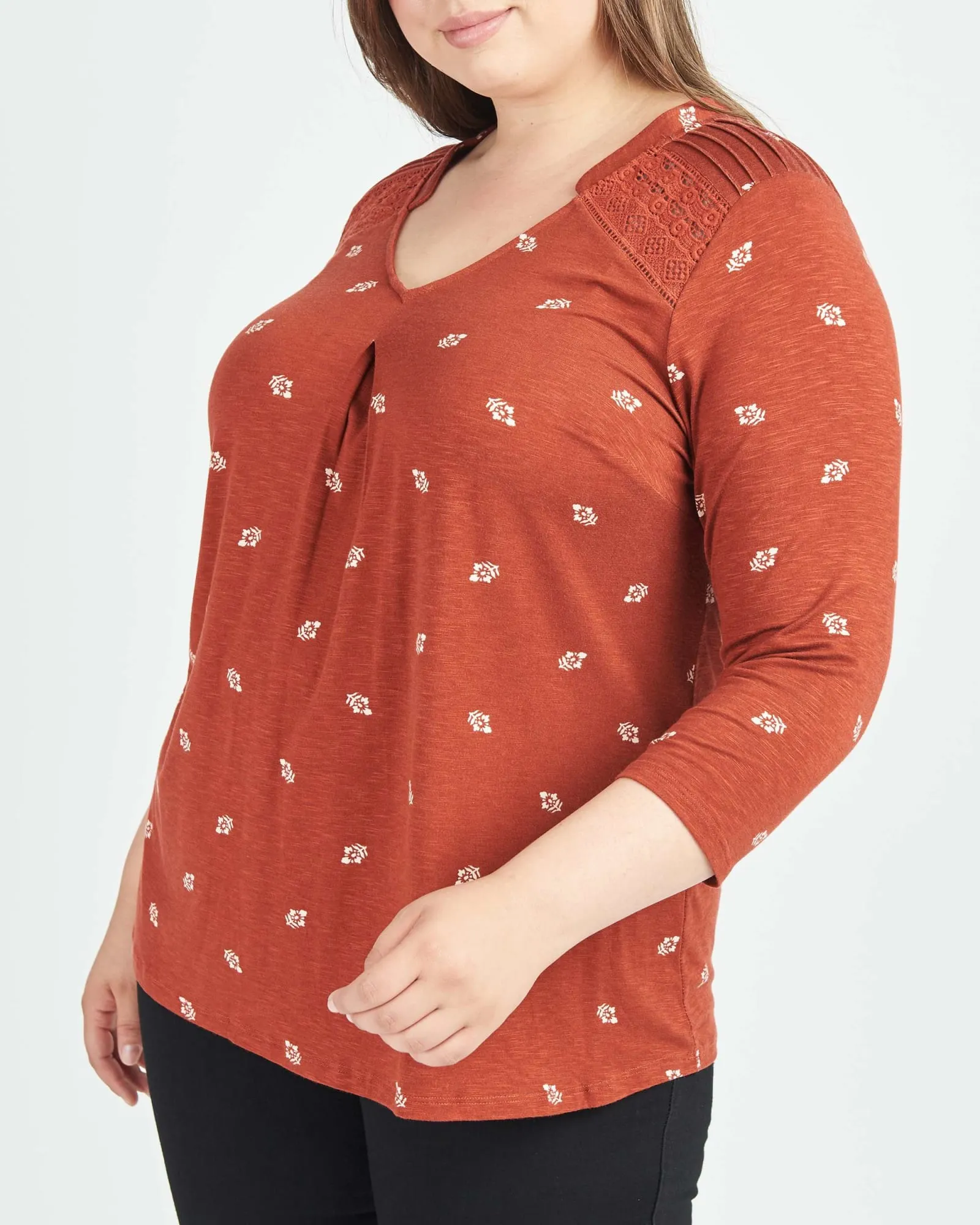 Casey 3/4 Sleeve Knit Top | L246 BROWN