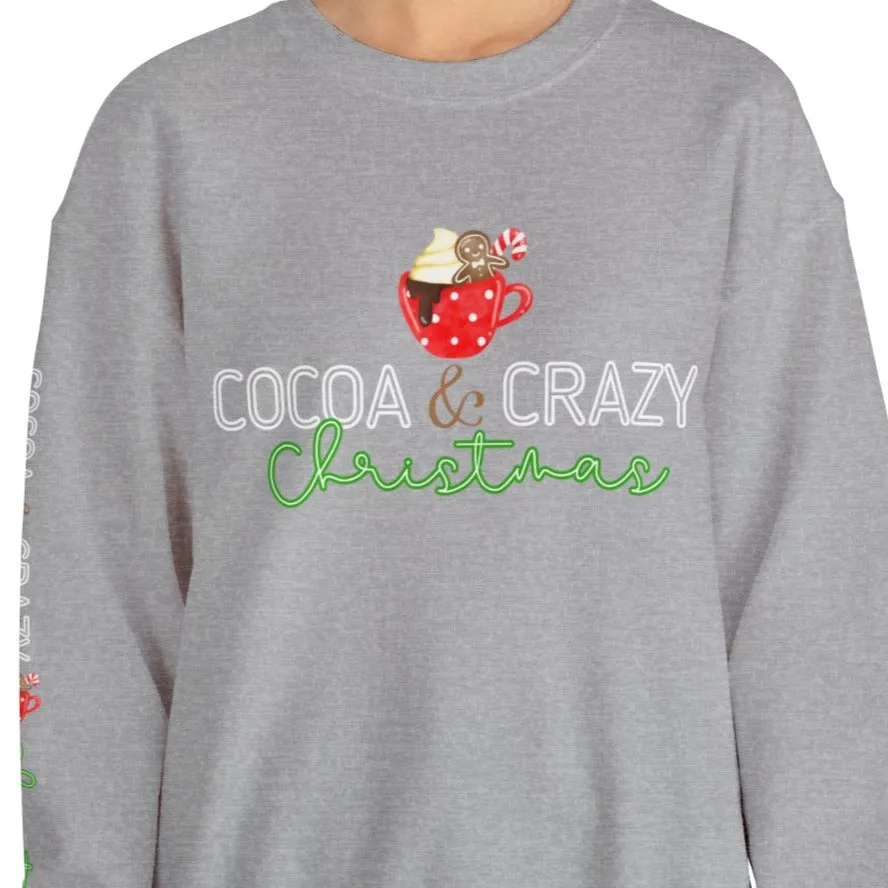 Cocoa and Crazy Christmas Women's Sweatshirt: Festive Mug & Arm Detail