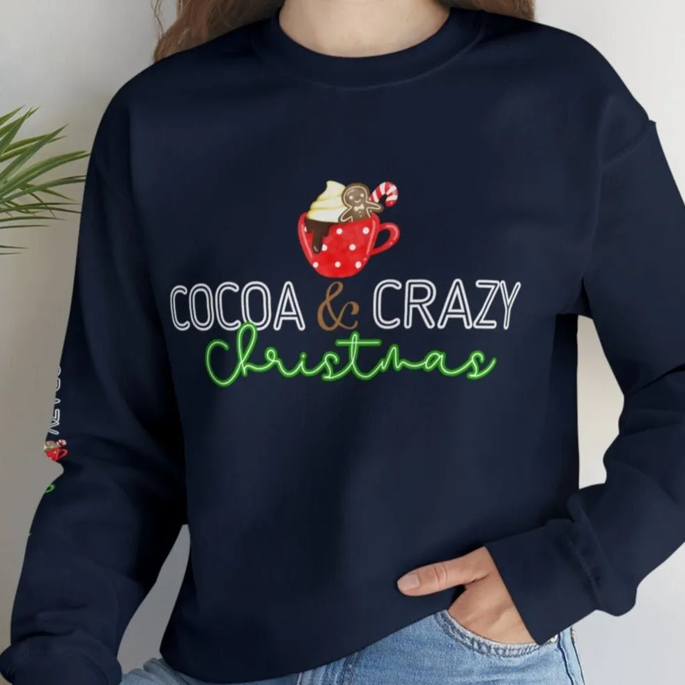 Cocoa and Crazy Christmas Women's Sweatshirt: Festive Mug & Arm Detail