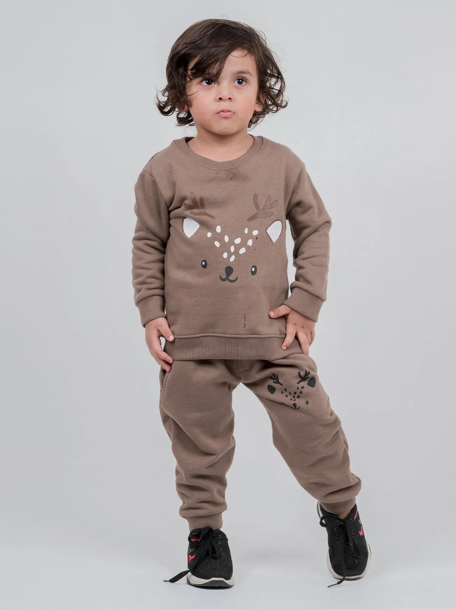Cozy Deer Fleece Suit (Coffee)
