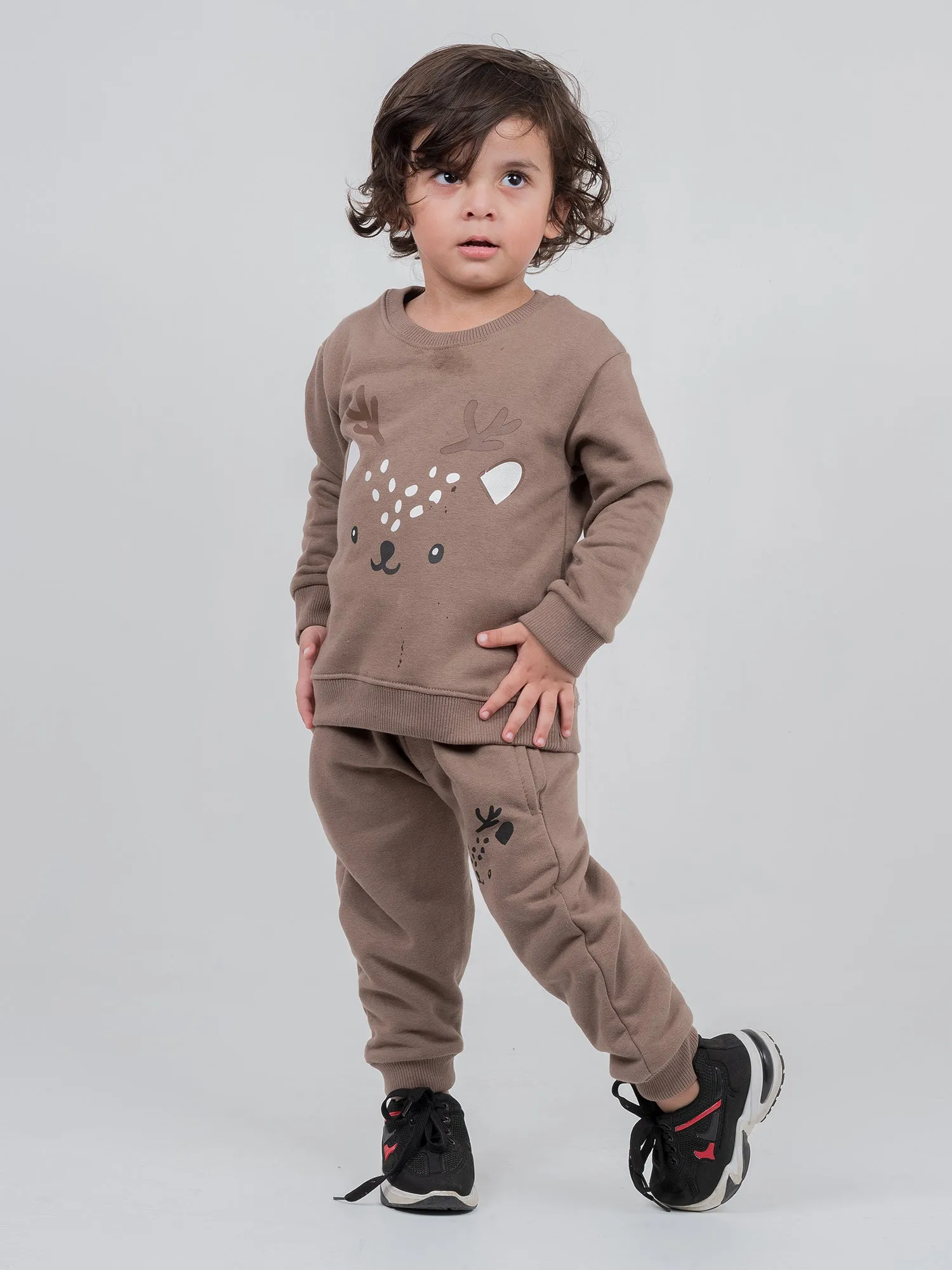 Cozy Deer Fleece Suit (Coffee)