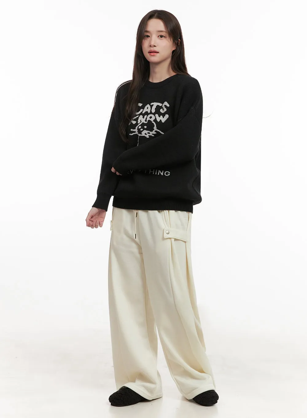 Cozy Graphic Knit Sweater IJ510