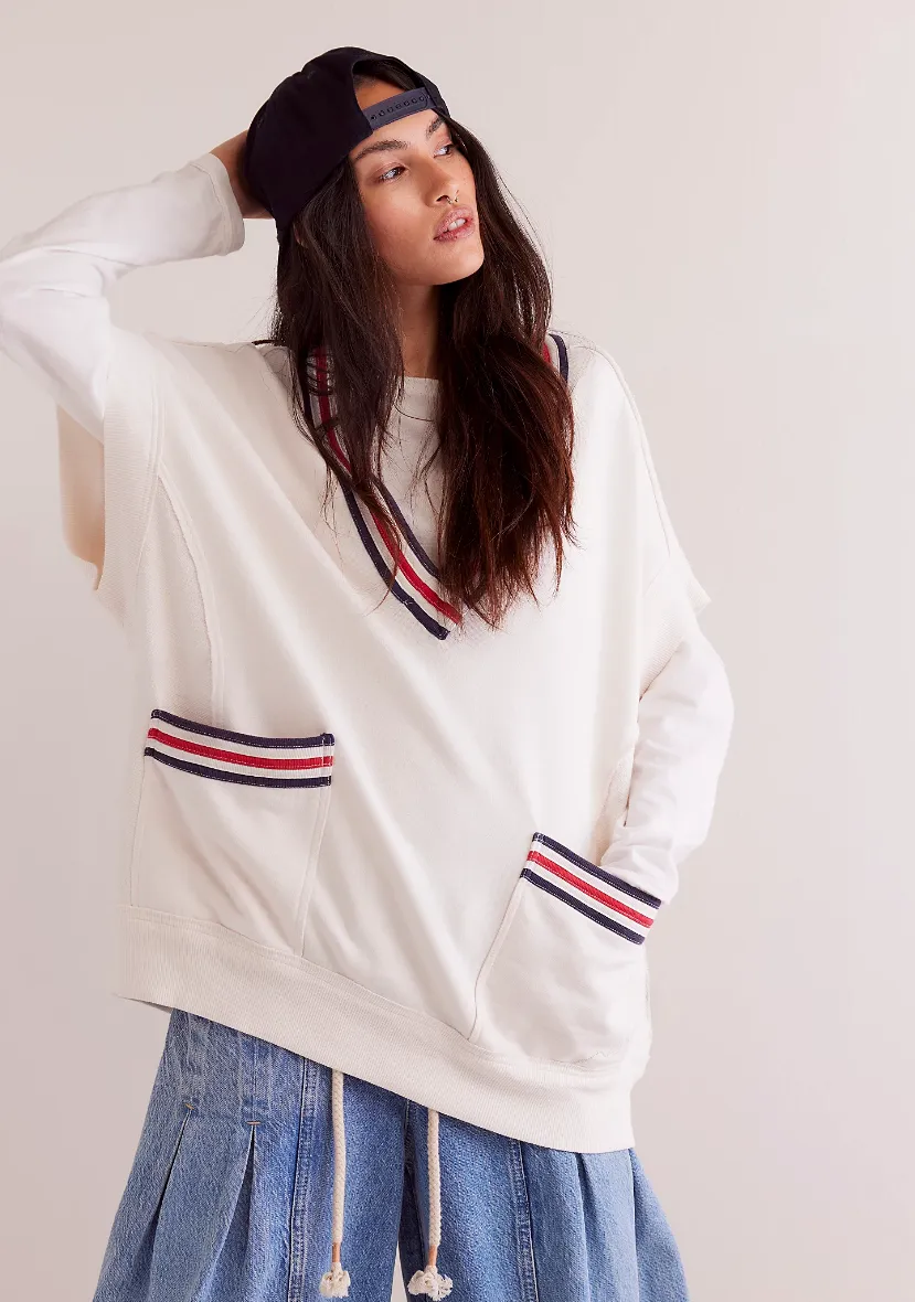 Free People Ivy Pullover Vest in Ivory Combo