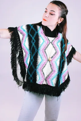 Fringed Knit Poncho