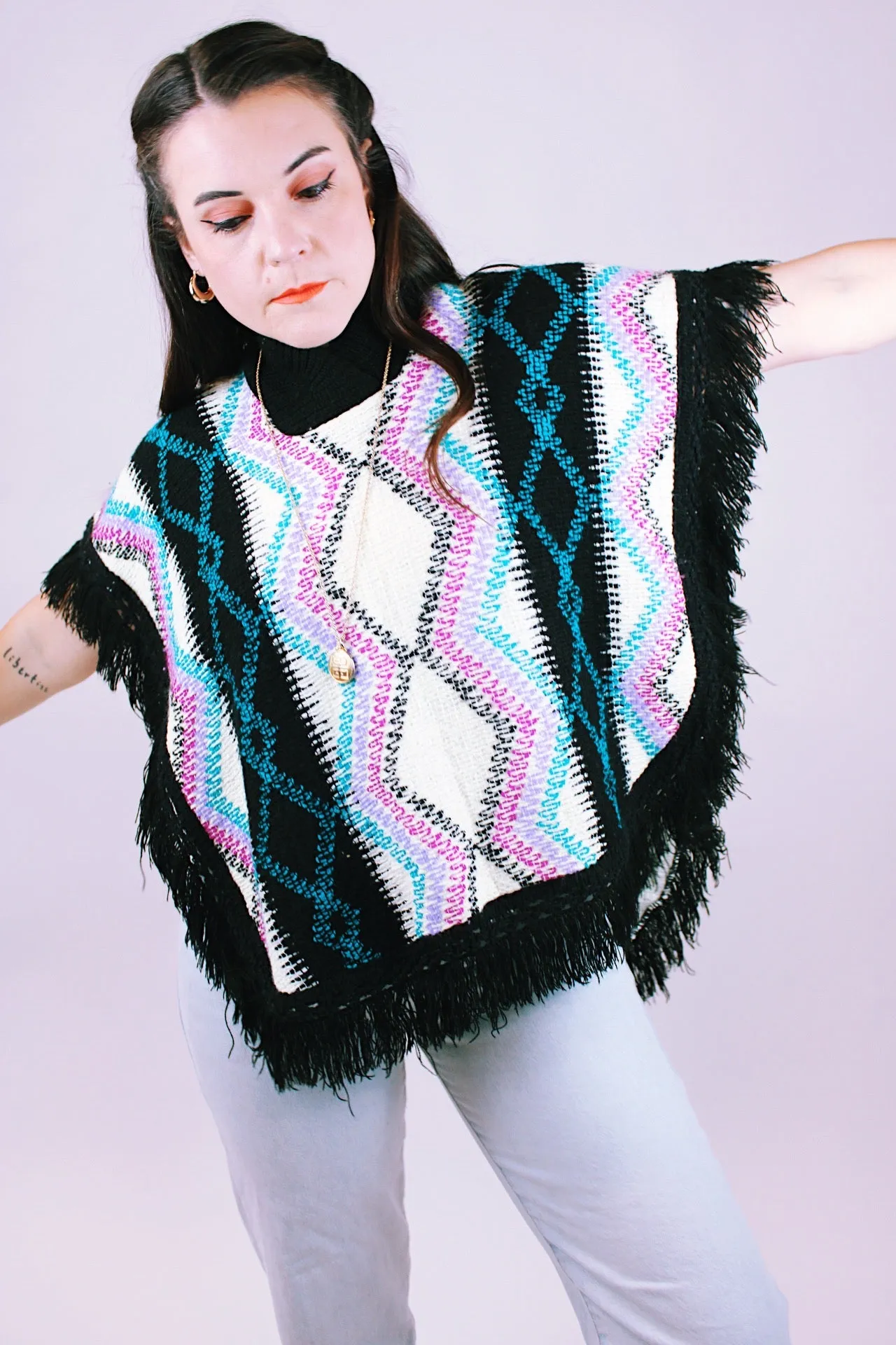 Fringed Knit Poncho