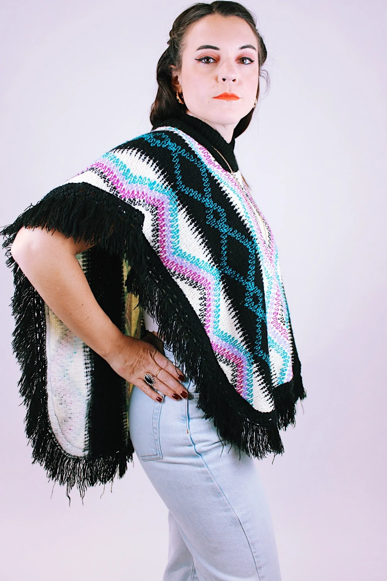 Fringed Knit Poncho