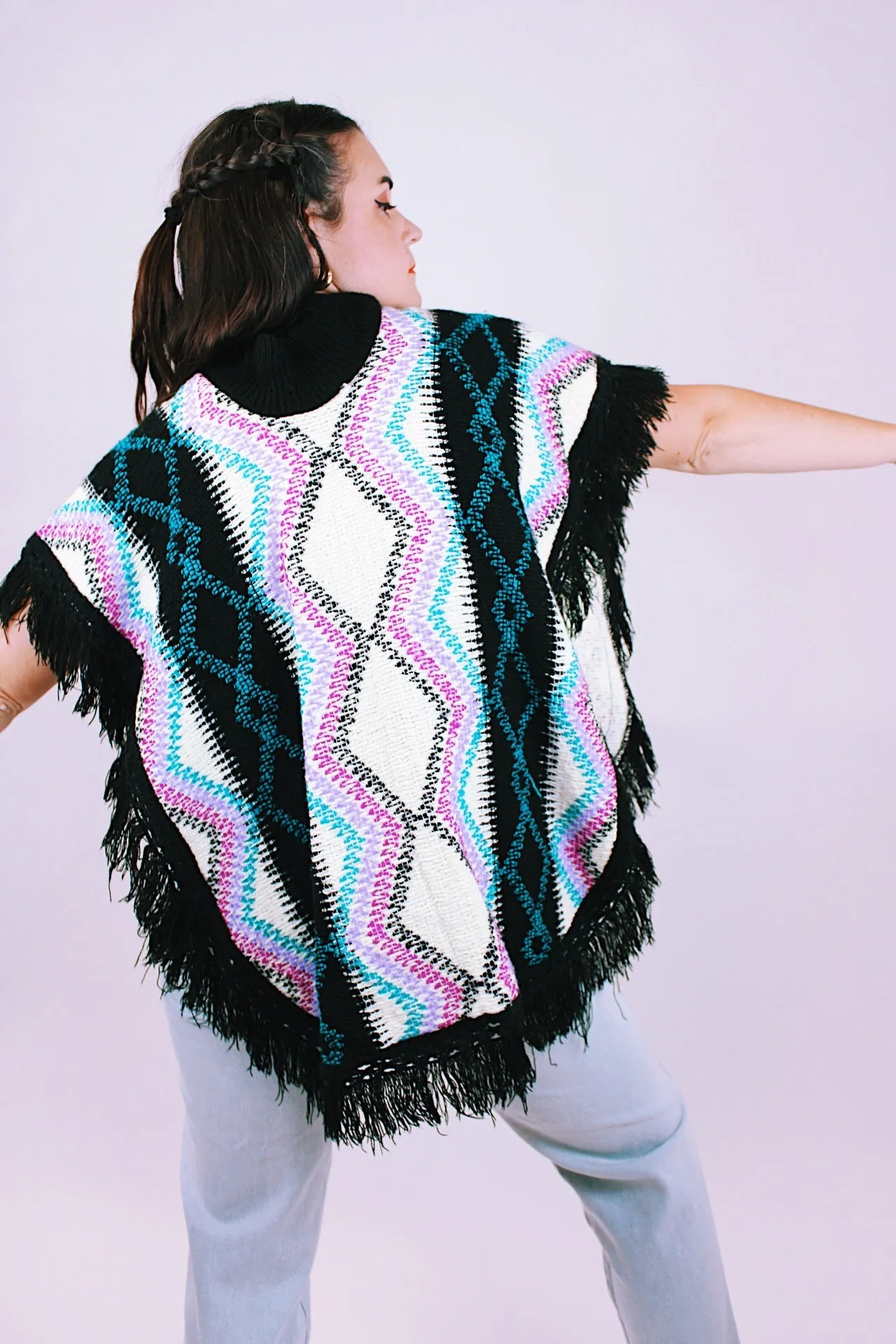 Fringed Knit Poncho