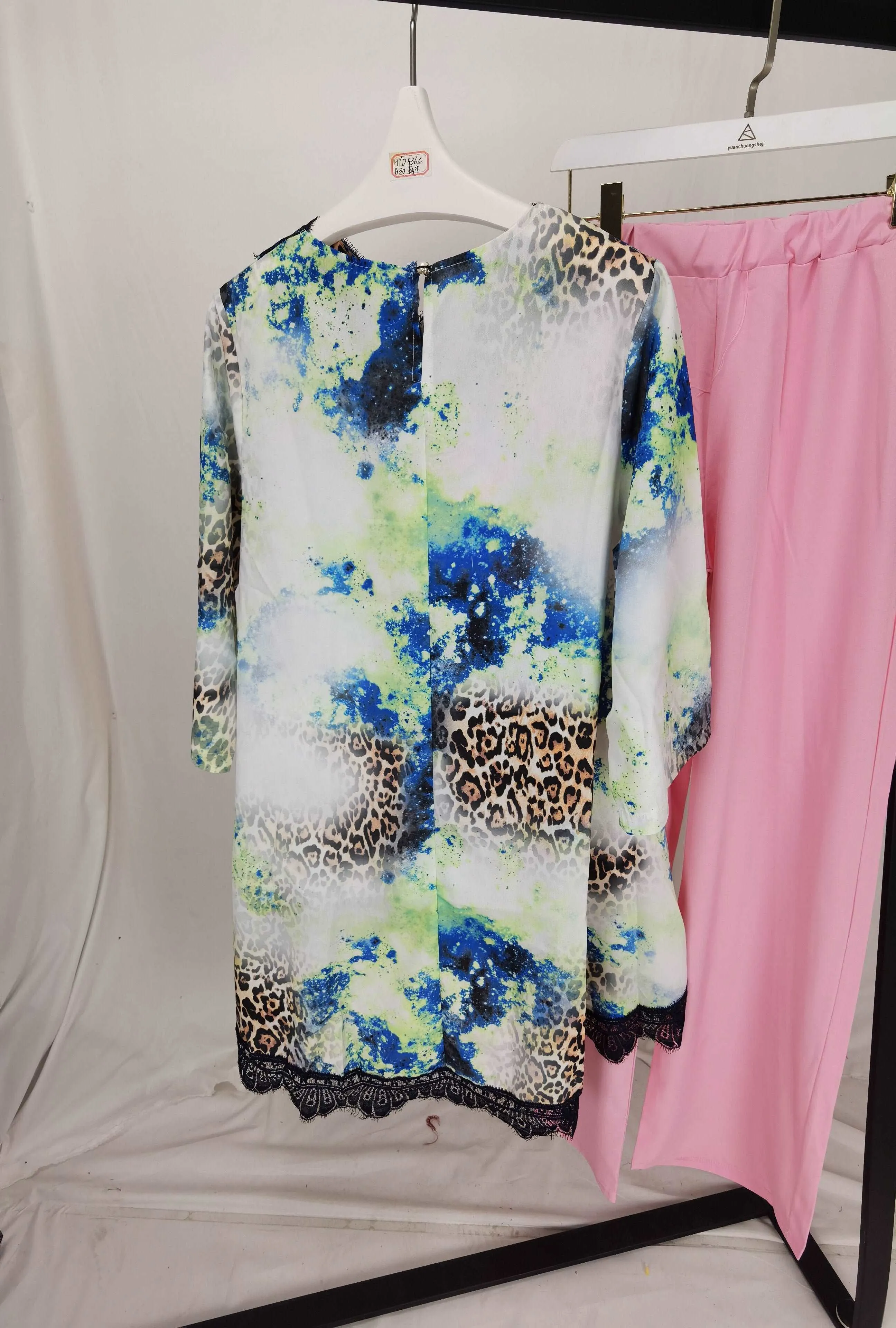 Lace Collar Suit Dress and TrousersBat SLeeve