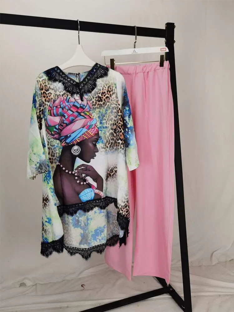 Lace Collar Suit Dress and TrousersBat SLeeve