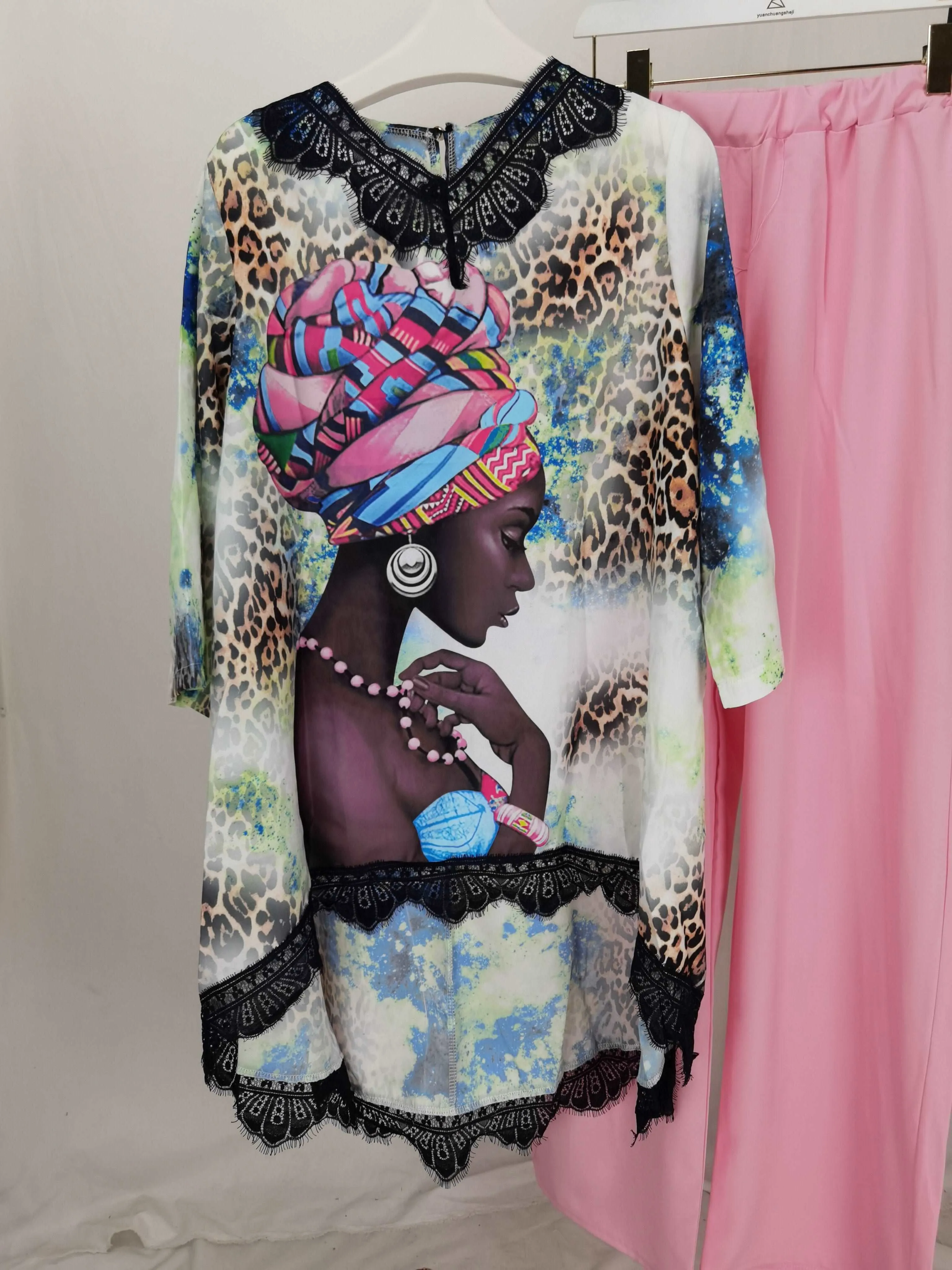 Lace Collar Suit Dress and TrousersBat SLeeve