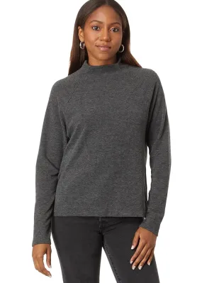 Long Sleeve Mock Neck Fleece in Black - Bobi
