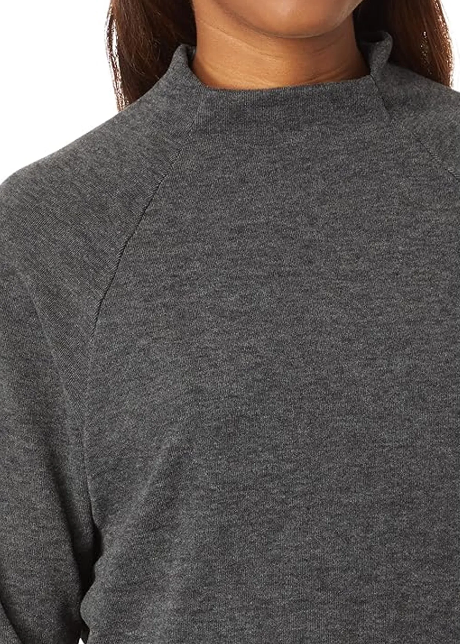 Long Sleeve Mock Neck Fleece in Black - Bobi