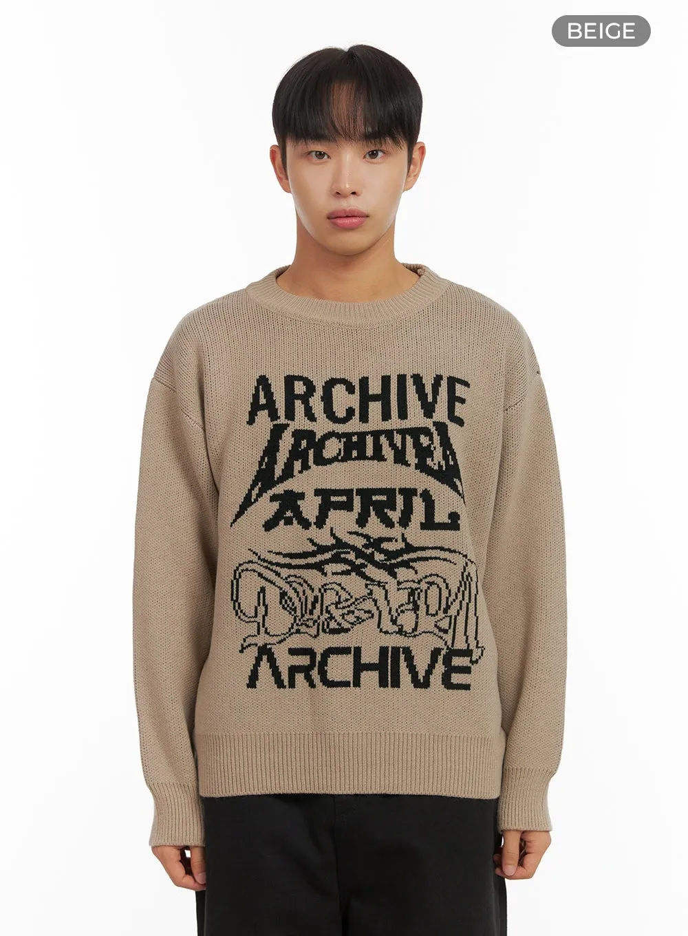 Men's Cozy Lettering Knit Sweater CO408