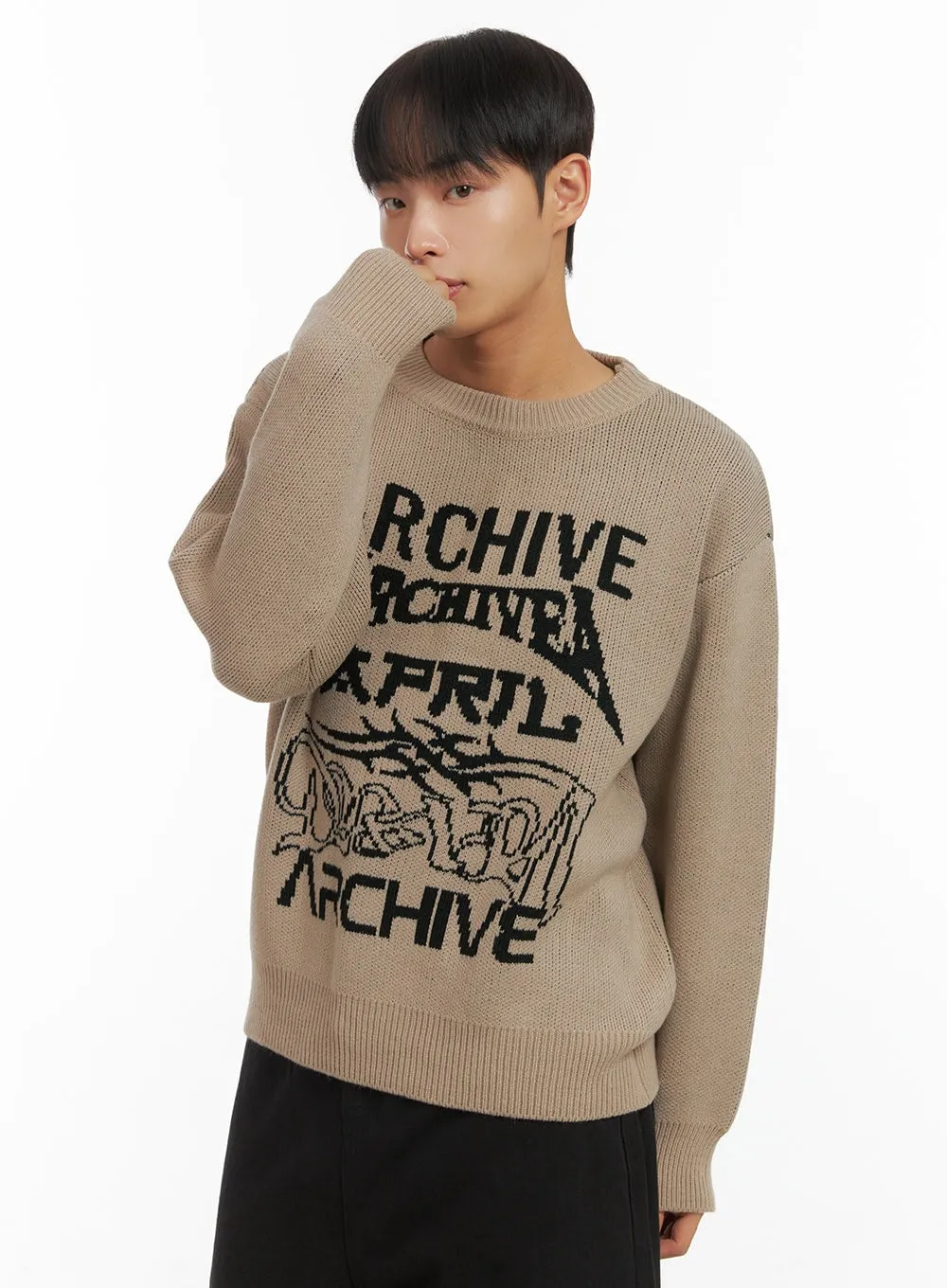 Men's Cozy Lettering Knit Sweater CO408
