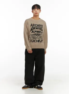 Men's Cozy Lettering Knit Sweater CO408