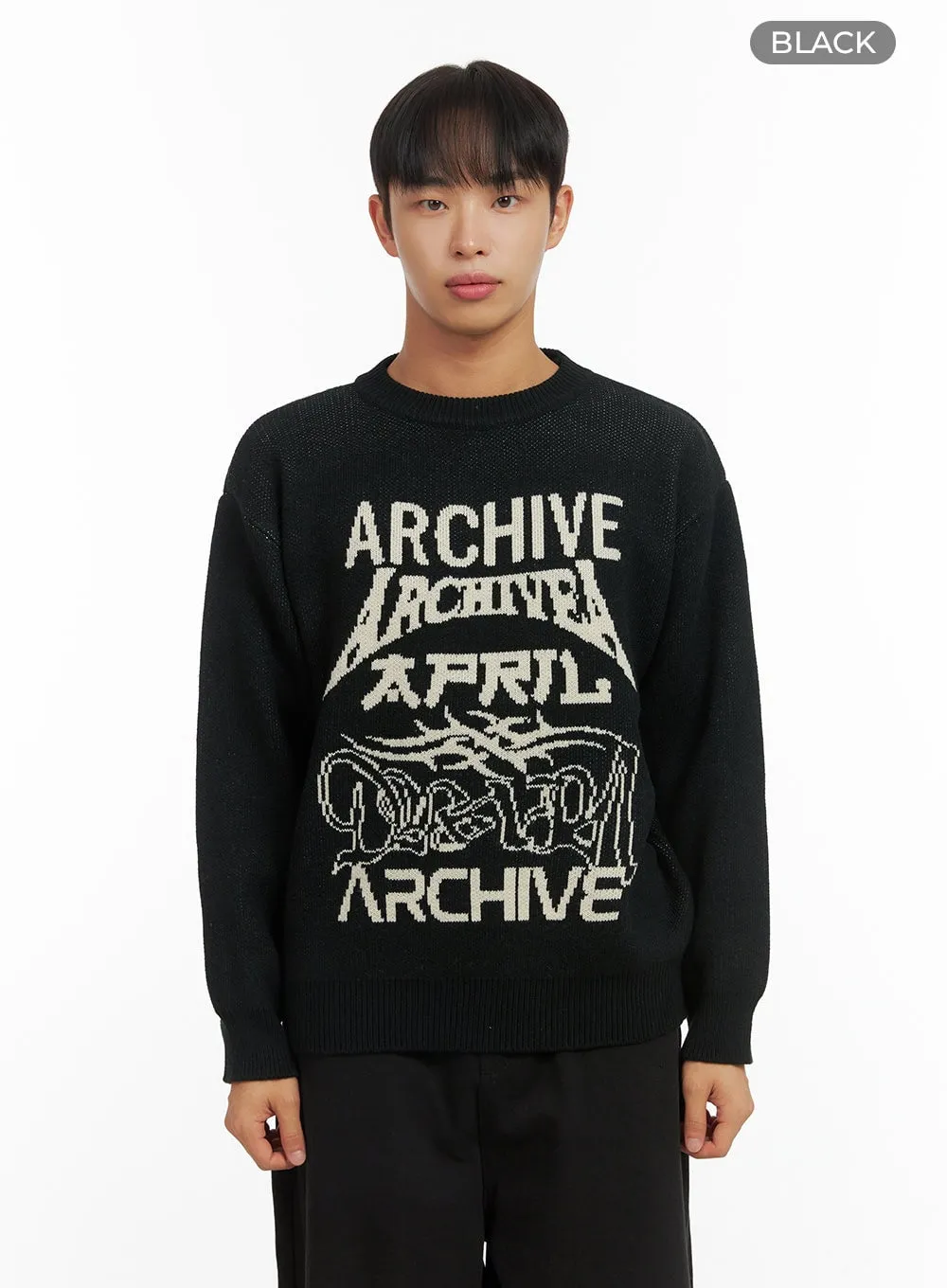 Men's Cozy Lettering Knit Sweater CO408