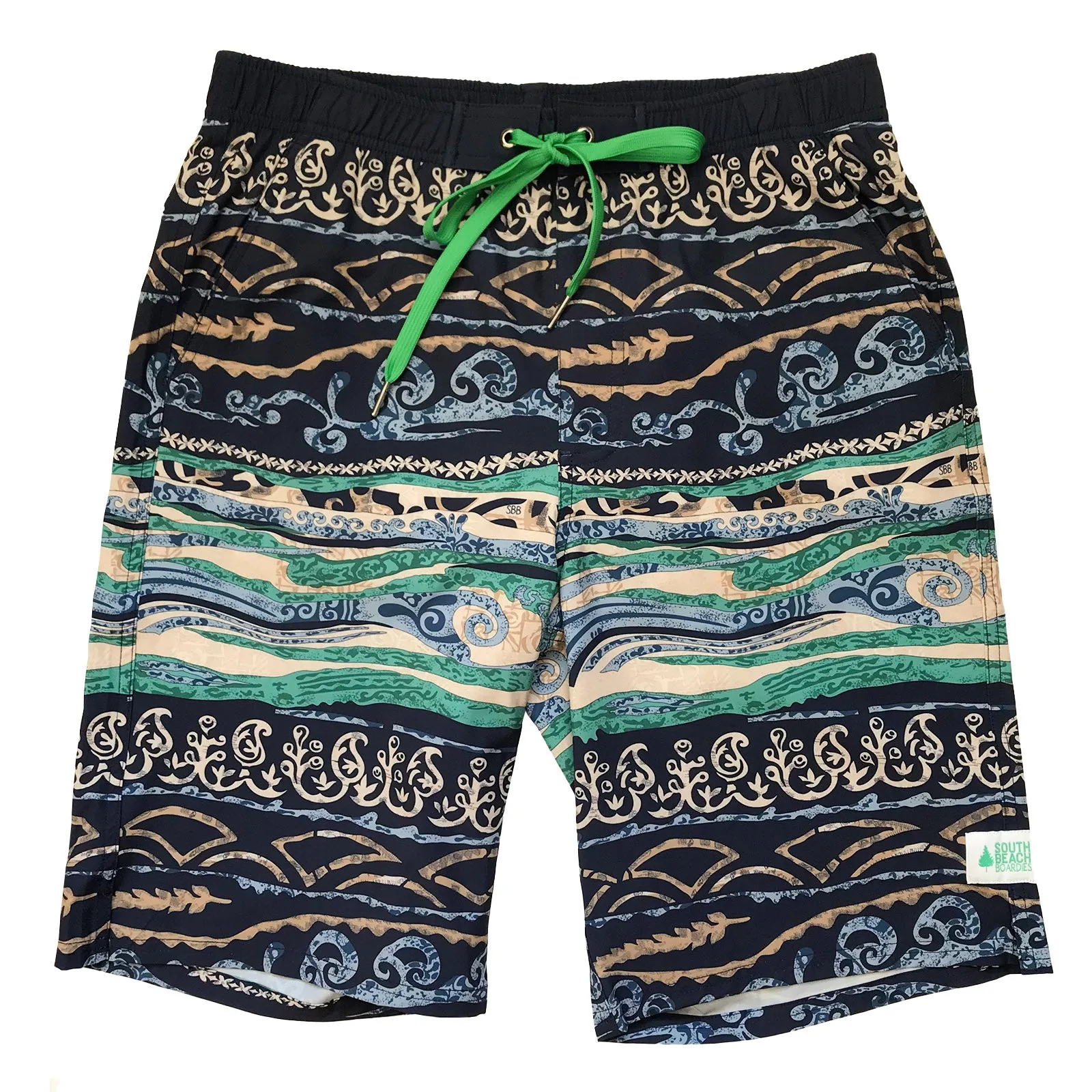 Men's Stretchy Long Boardies: Boho Beach
