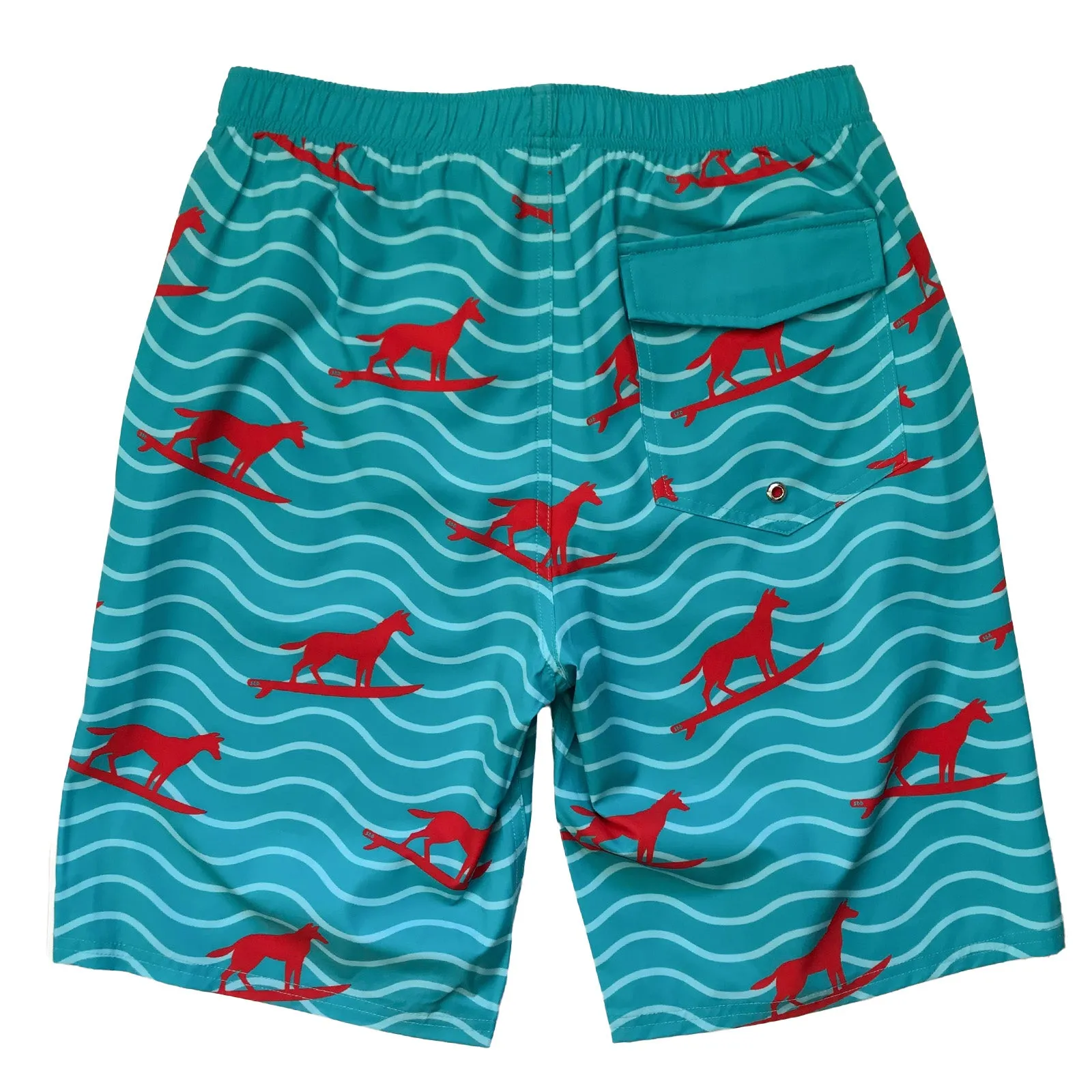 Men's Stretchy Long Boardies: Turquoise Dingo