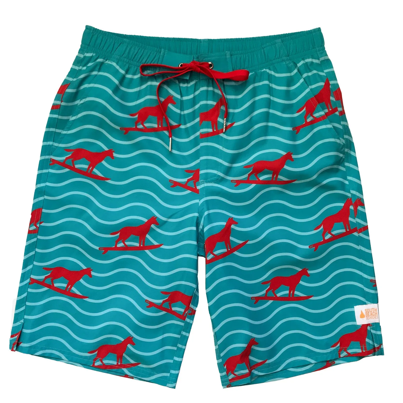 Men's Stretchy Long Boardies: Turquoise Dingo