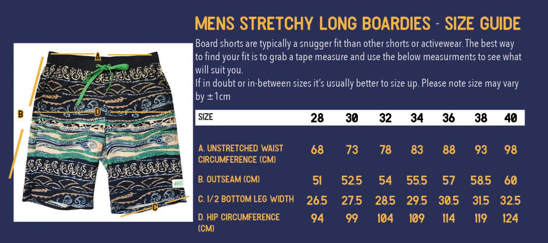 Men's Stretchy Long Boardies: Turquoise Dingo