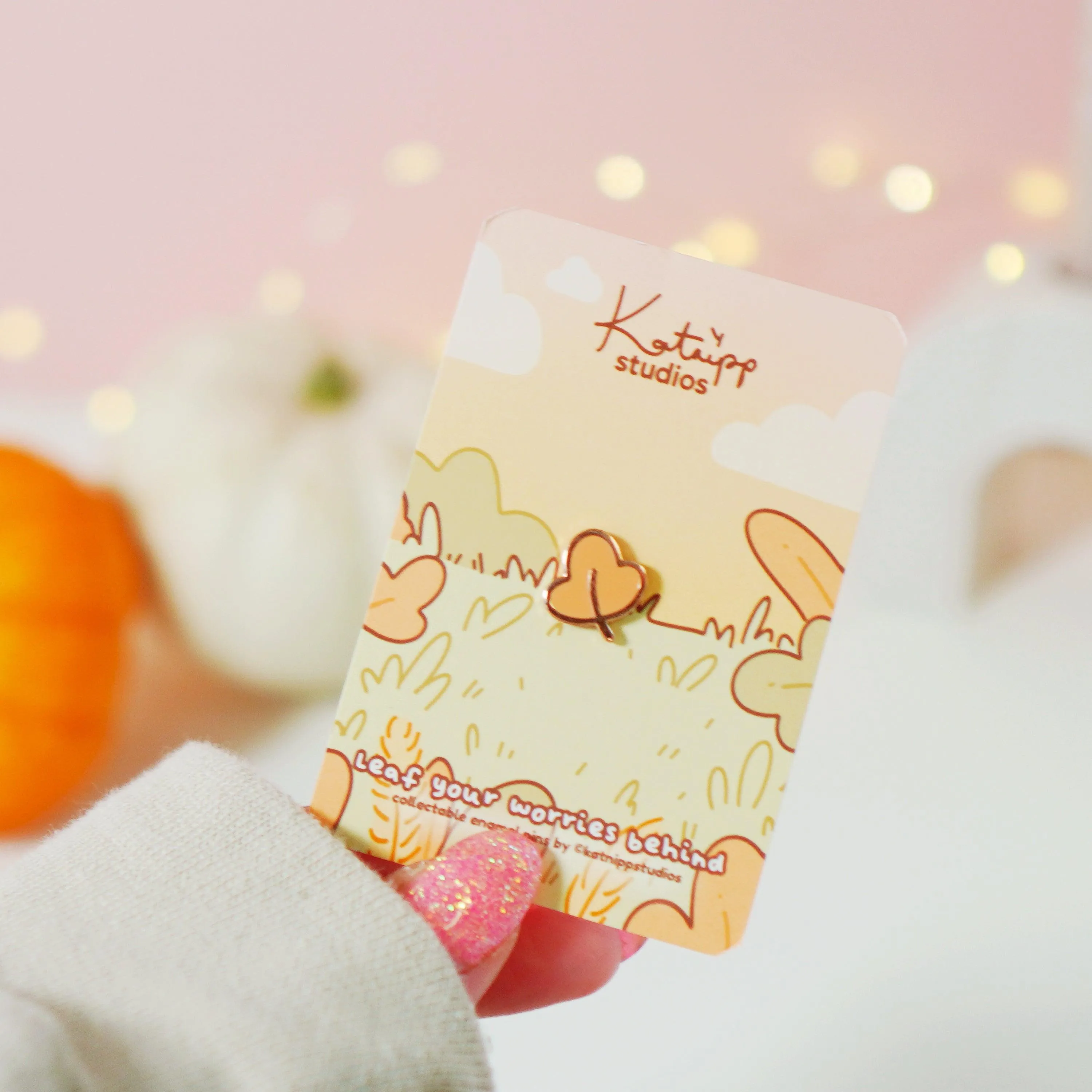 Mini Autumn Leaf Enamel Pin | Kawaii Hard Enamel Fall Pin | Cozy Autumn Accessories