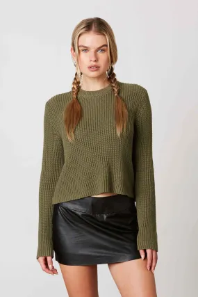 Olive Knit Ribbed Sweater
