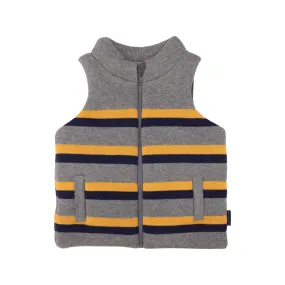 Padded Knit Striped Vest with Zip Charcoal