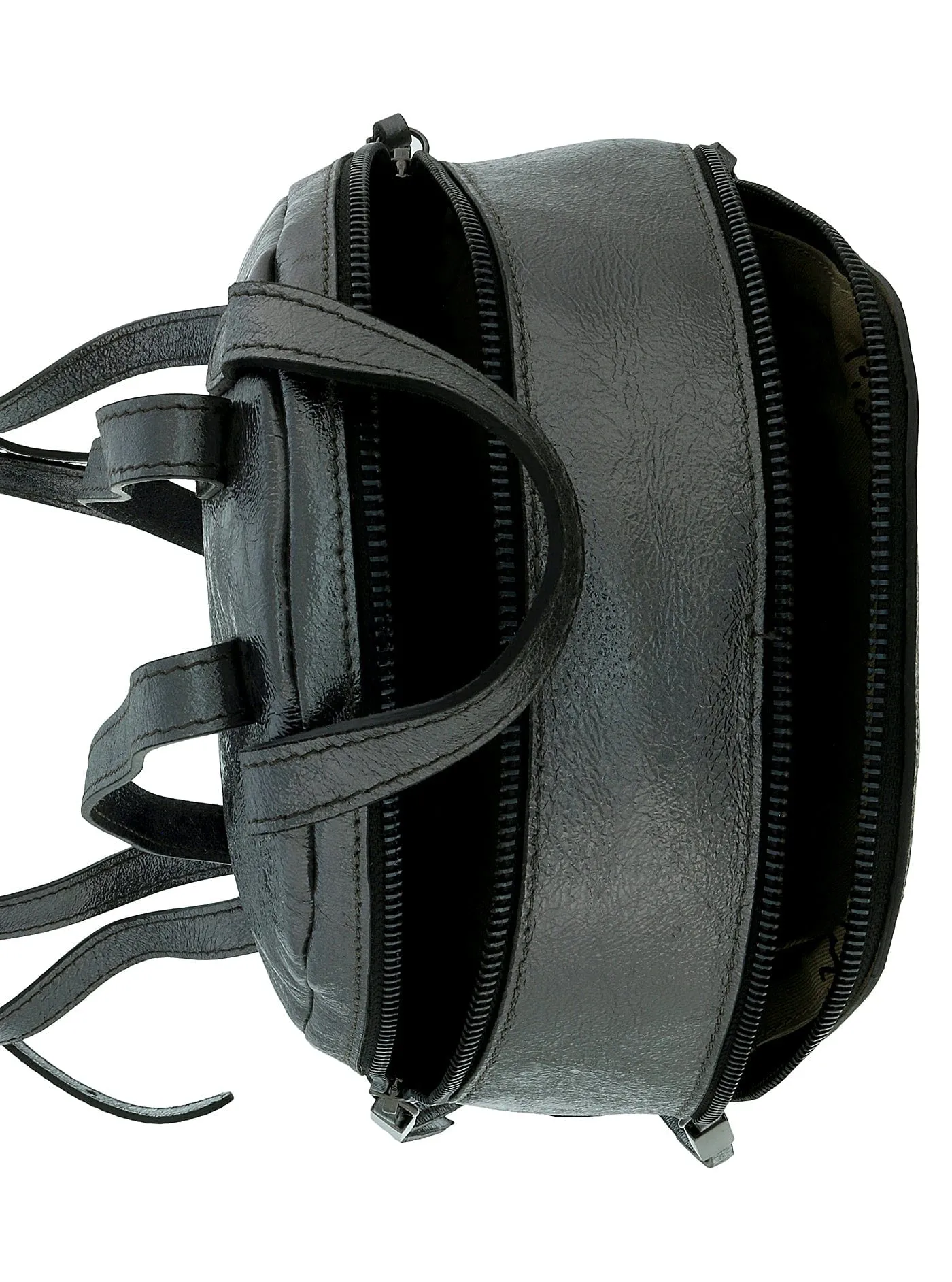 Pierre Cardin Gunmetal Leather Metallic Large Fashion Backpack