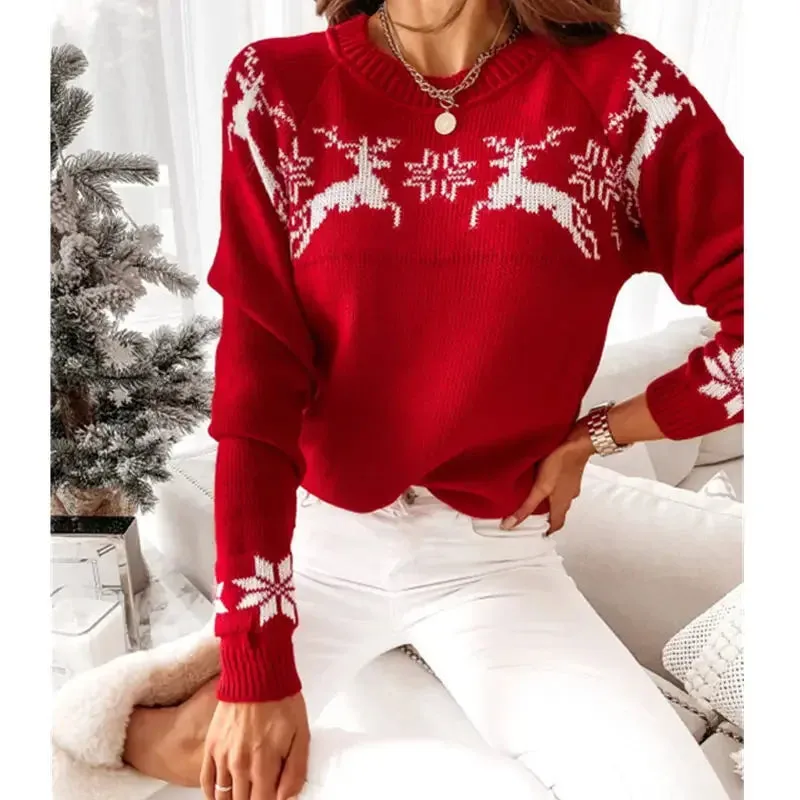 Priscilla Knitted O-neck Loose Women Sweater