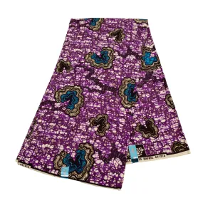 Purple, Blue & Black Wax Pint Fabric - 6 Yards
