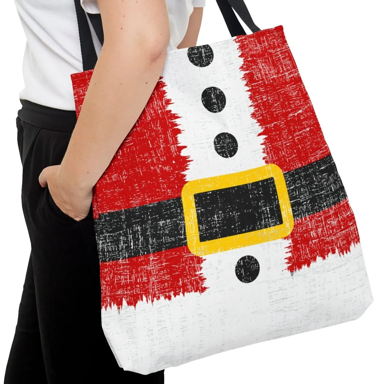Santa's Coat and Belt Large Tote Bag: Festive Christmas Carryall