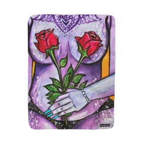 Sherpa Fleece Blanket - Flower Girl Series (#2 Purple)