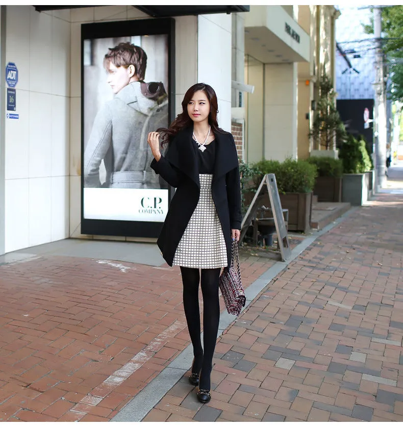 Slim Bowknot Sash Worsted Trench Coat