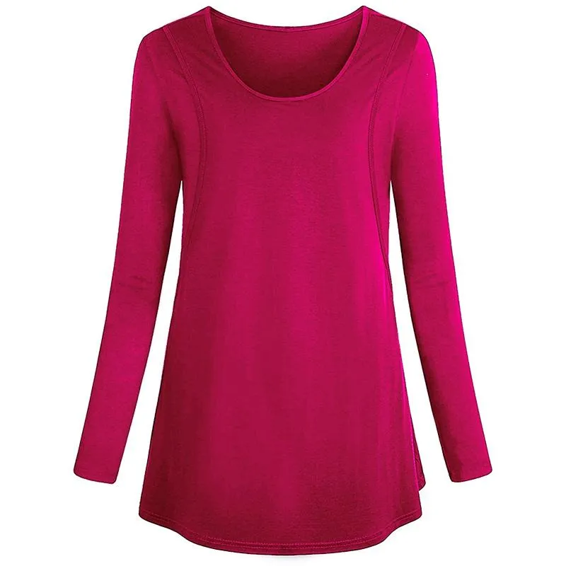 Stylish Solid Long-sleeve Maternity Nursing Top
