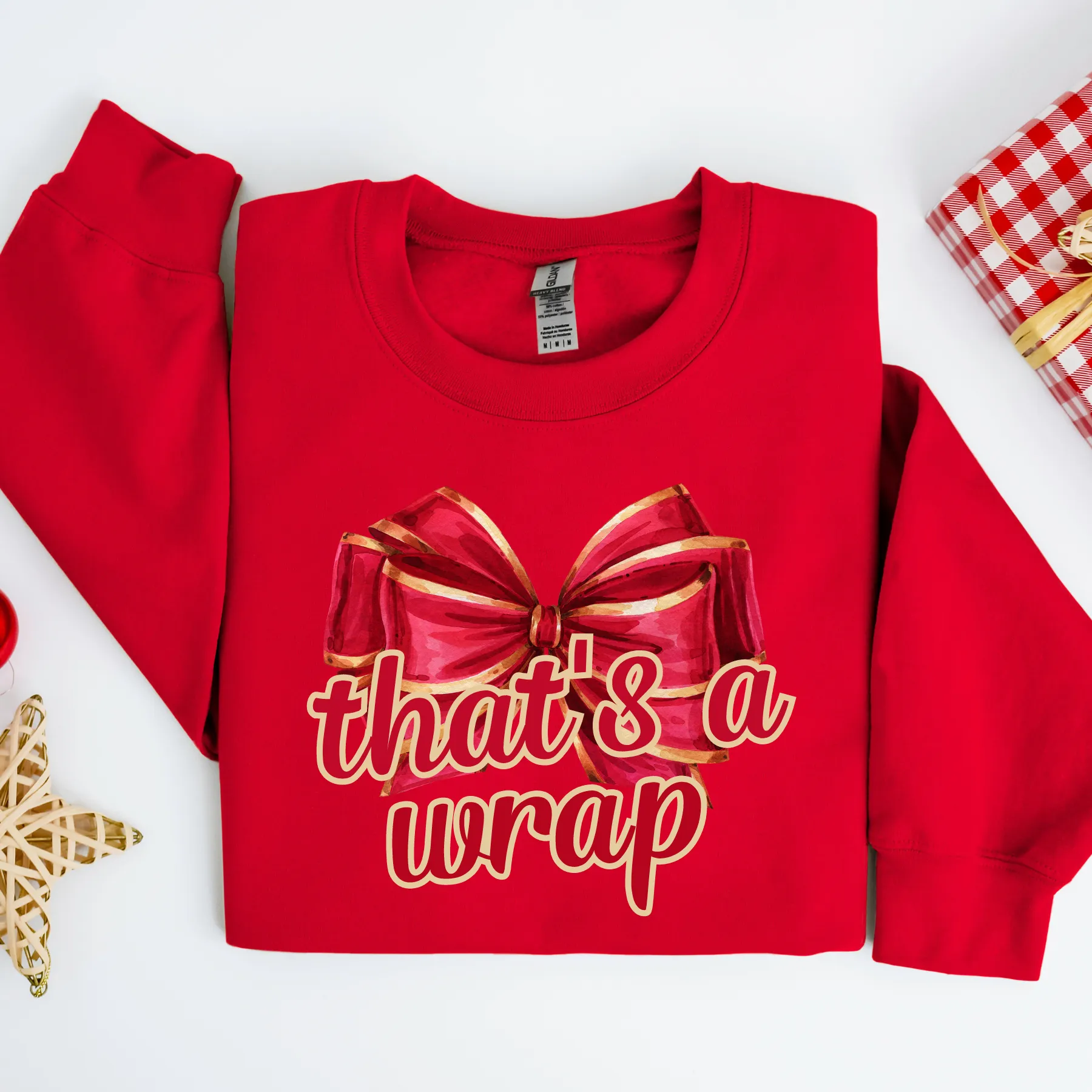 That's a Wrap: Red & Gold Christmas Bow Women's Sweatshirt