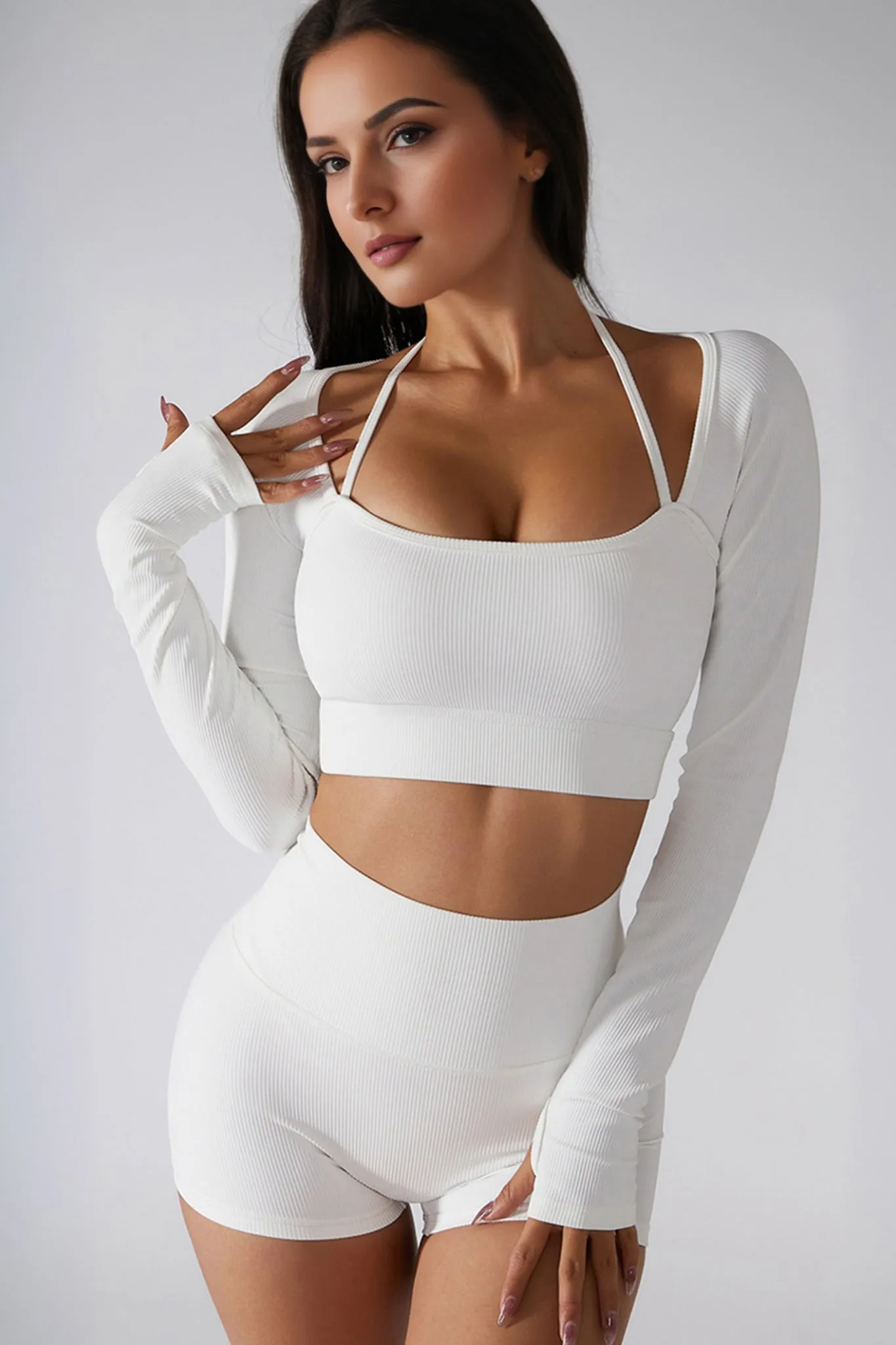 Urban Luxe Strappy Knitted Crop Top - White