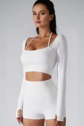Urban Luxe Strappy Knitted Crop Top - White