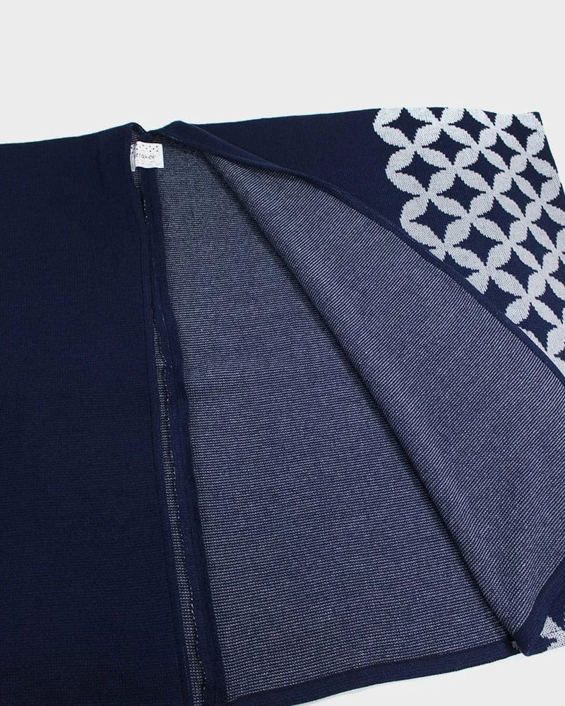 Wa-Modern Poncho, Navy with Shippou