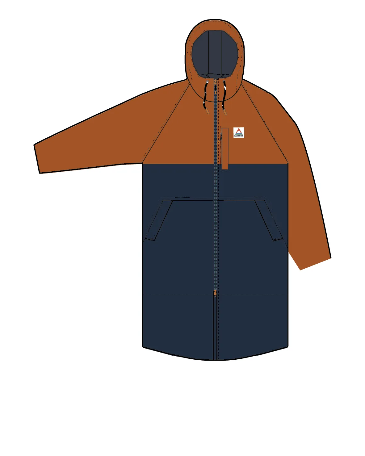 Waves Recycled Sherpa Lined Changing Robe - Sunrise Orange/Rich Navy