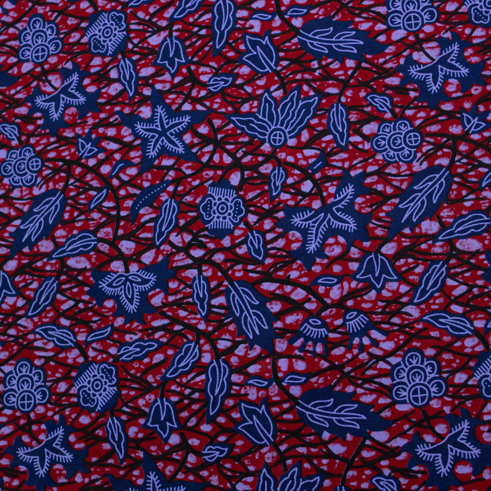 Wine & Blue Wax Pint Fabric - 6 Yards